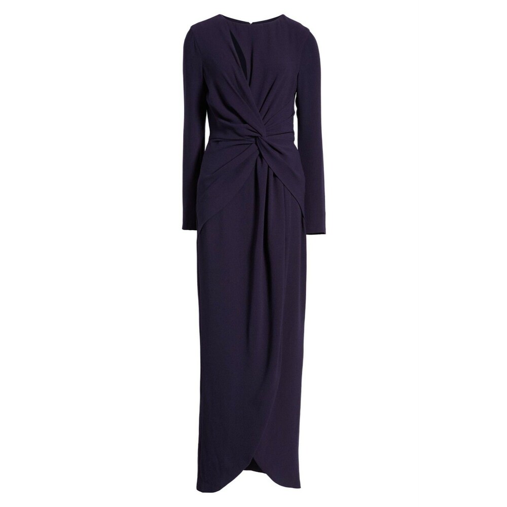 Dress The Population Naomi Long Sleeve Twisted Faux Wrap Maxi Dress